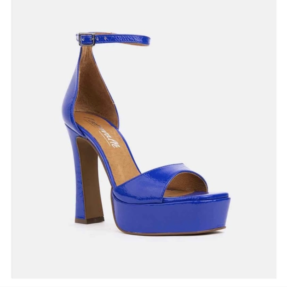 Chic Blue Real Leather Plateform Heels
